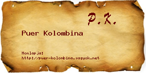 Puer Kolombina névjegykártya
